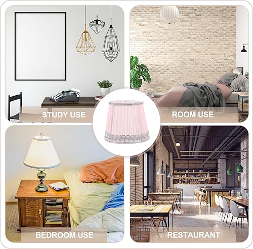 Miniatura 7 de CALLARON Pantalla de lámpara de tela plisada pantalla de lámpara rosa accesorio de luz lámpara de pie de mesa