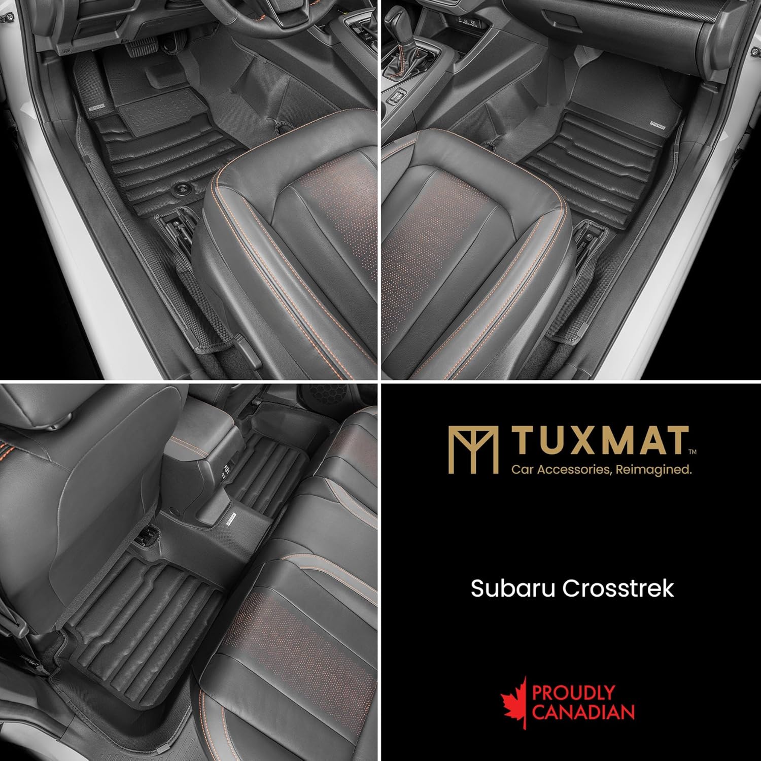 TuxMat - for Subaru Crosstrek 2024-2026 Gas Models - Custom Car Mats - Maximum Coverage, All Weather, Laser Measured - This Full Set Includes 1st and 2nd Rows