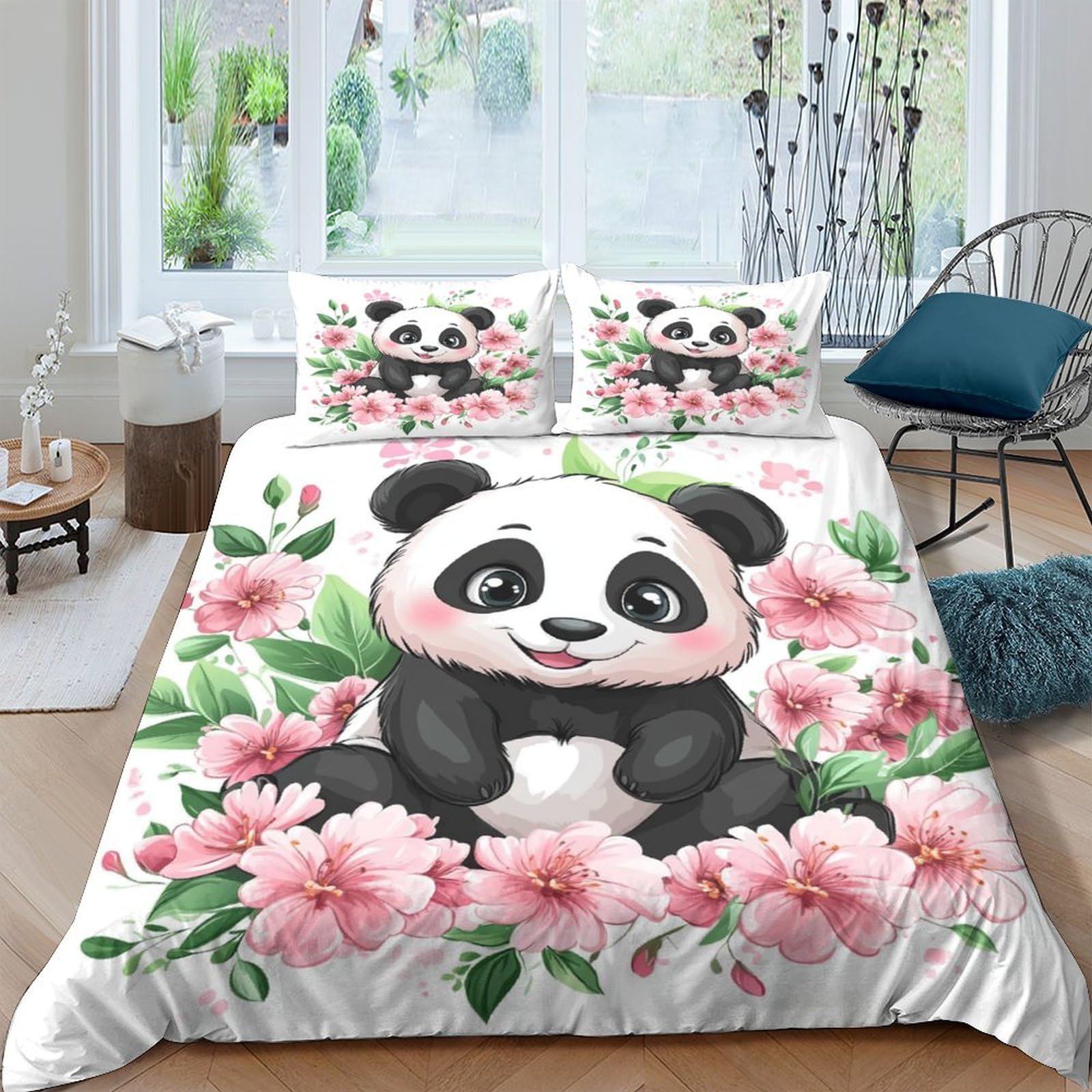 Housse de couette panda 3D pour lit d'adolescent et chambre d'enfant cosy