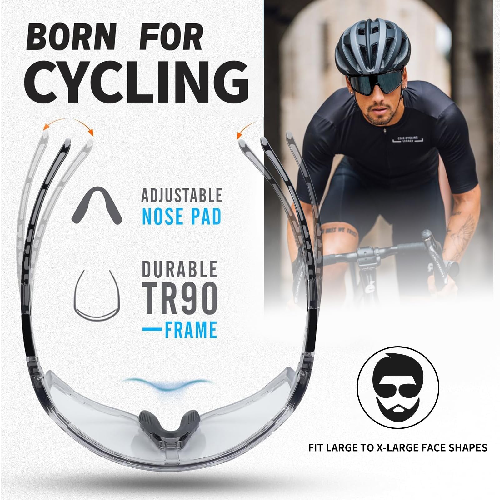 Fotochromowe okulary rowerowe dla mężczyzn i kobiet, UV400 sportowe okulary przeciwsłoneczne do MTB, jazdy konnej, biegania, wędkowania, baseballu