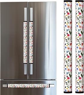 Refrigerator Handle Covers, Spring Flowers Fridge Handle Covers Set of 2, Refrigerator Door Handle Covers for Kitchen Decor, Door Handle Covers for Freezer, Oven and Dishwasher