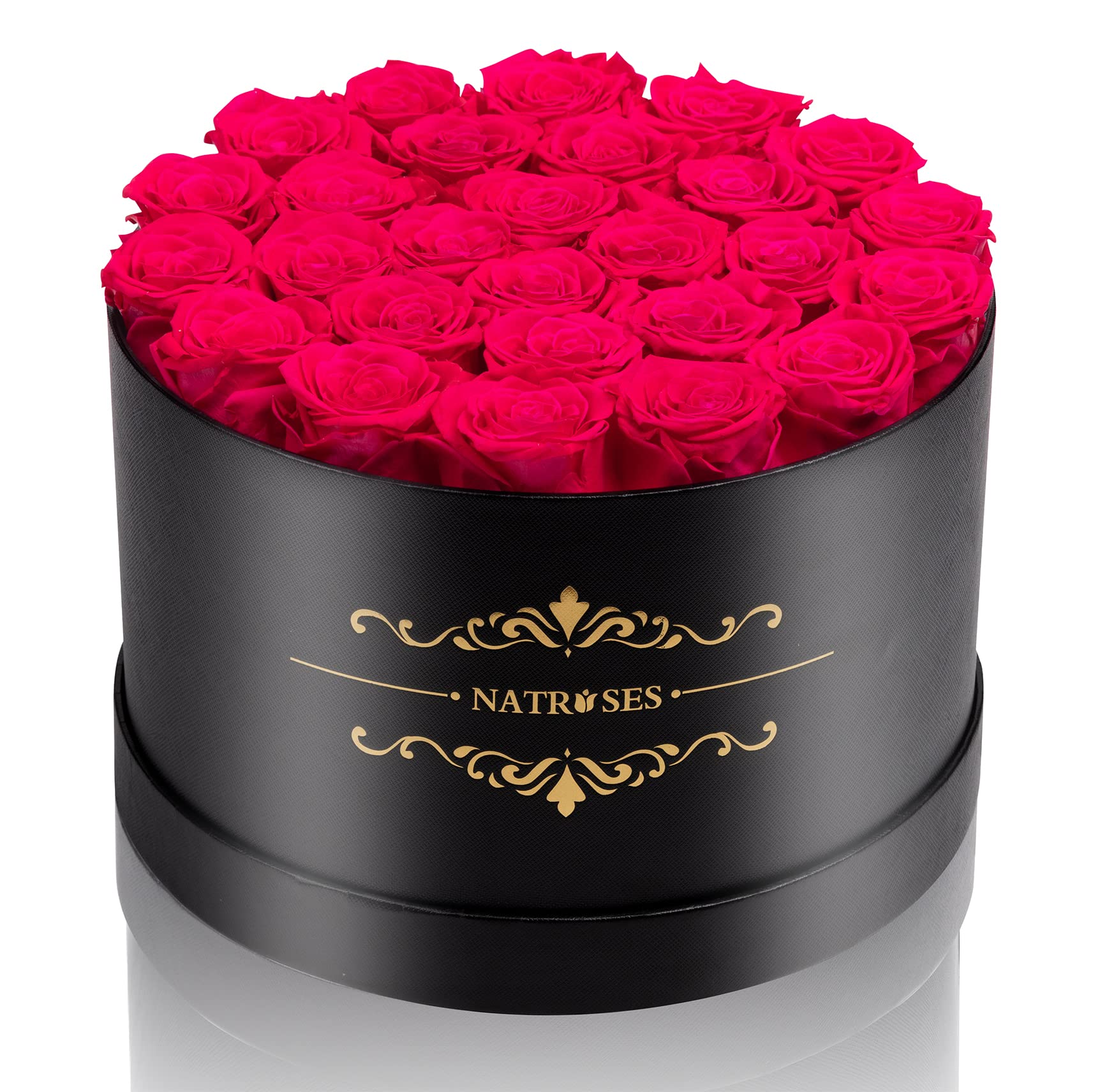 NATROSES 27 Piece Preserved Roses, Hot Pink