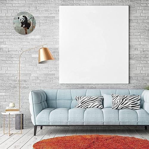 Miniatura 4 de Reloj de pared de panda de 10 pulgadas, reloj de pared con diseño de panda de animal, funciona con pilas, sin tictac, reloj de pared grande vintage