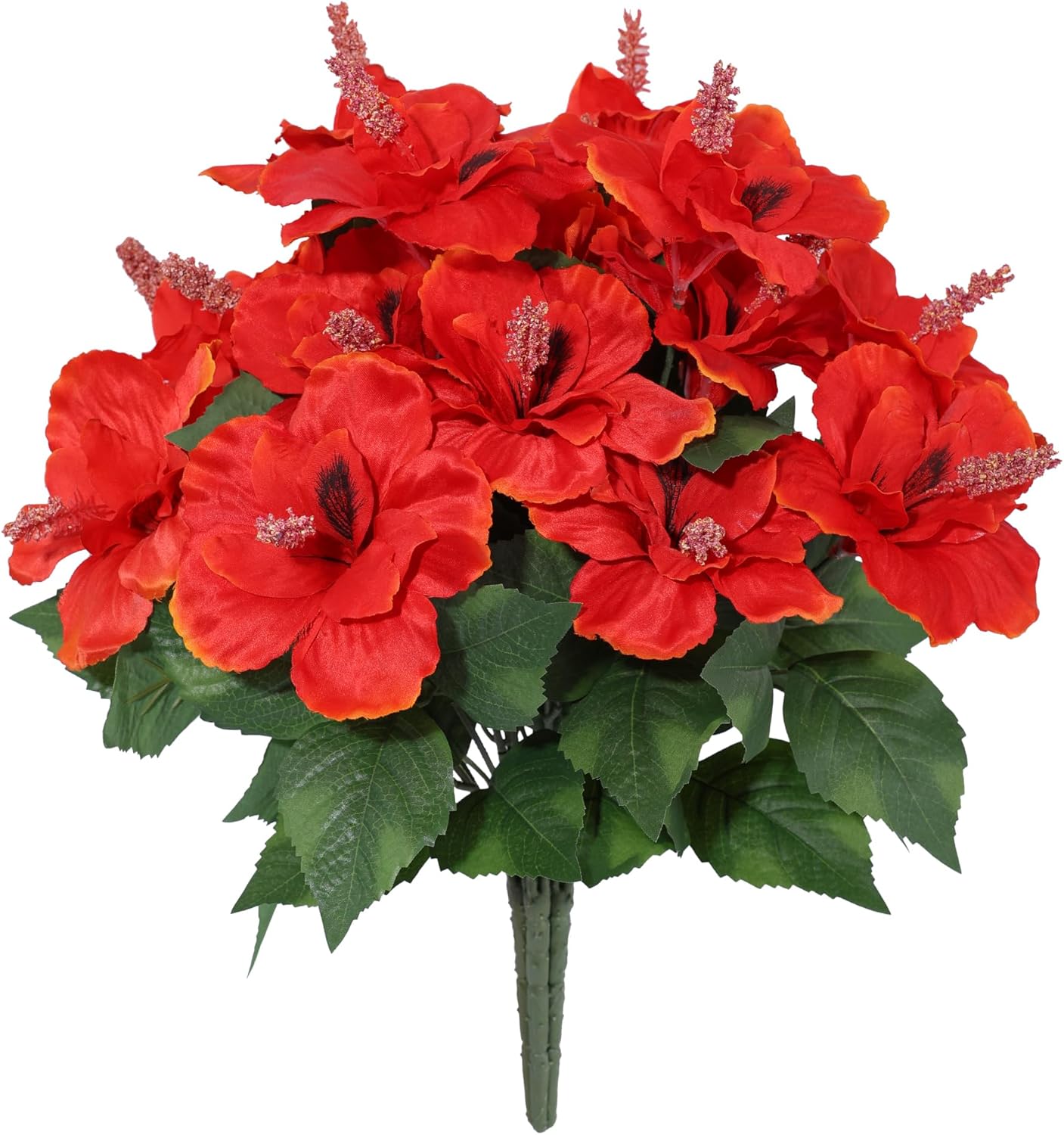 HyeFlora Artificial Hibiscus Flowers for Outdoors Faux Plant Spring Decor, 4 Bundles Fake Tropical Flowers UV Resistant Realistic Outdoor Silk Flower for Outside Planter Porch Patio Garden Window Home - Image 9