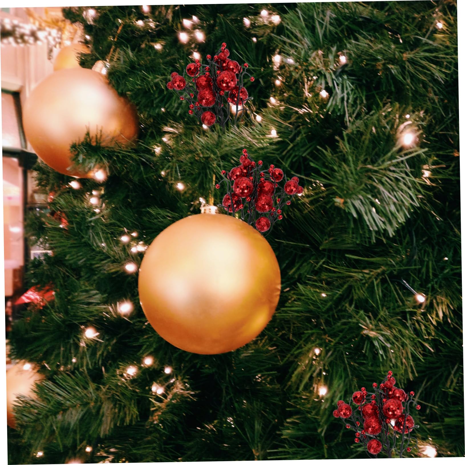 MAGICLULU 3 Ensembles Boutures De Bouquets De Baies Décor De Fausse Plante Décor De Noël Scintillant Décors D'Arrangement De Noël Fausses Feuilles De Houx Fausses Baies De Houx 6 pièces * 3