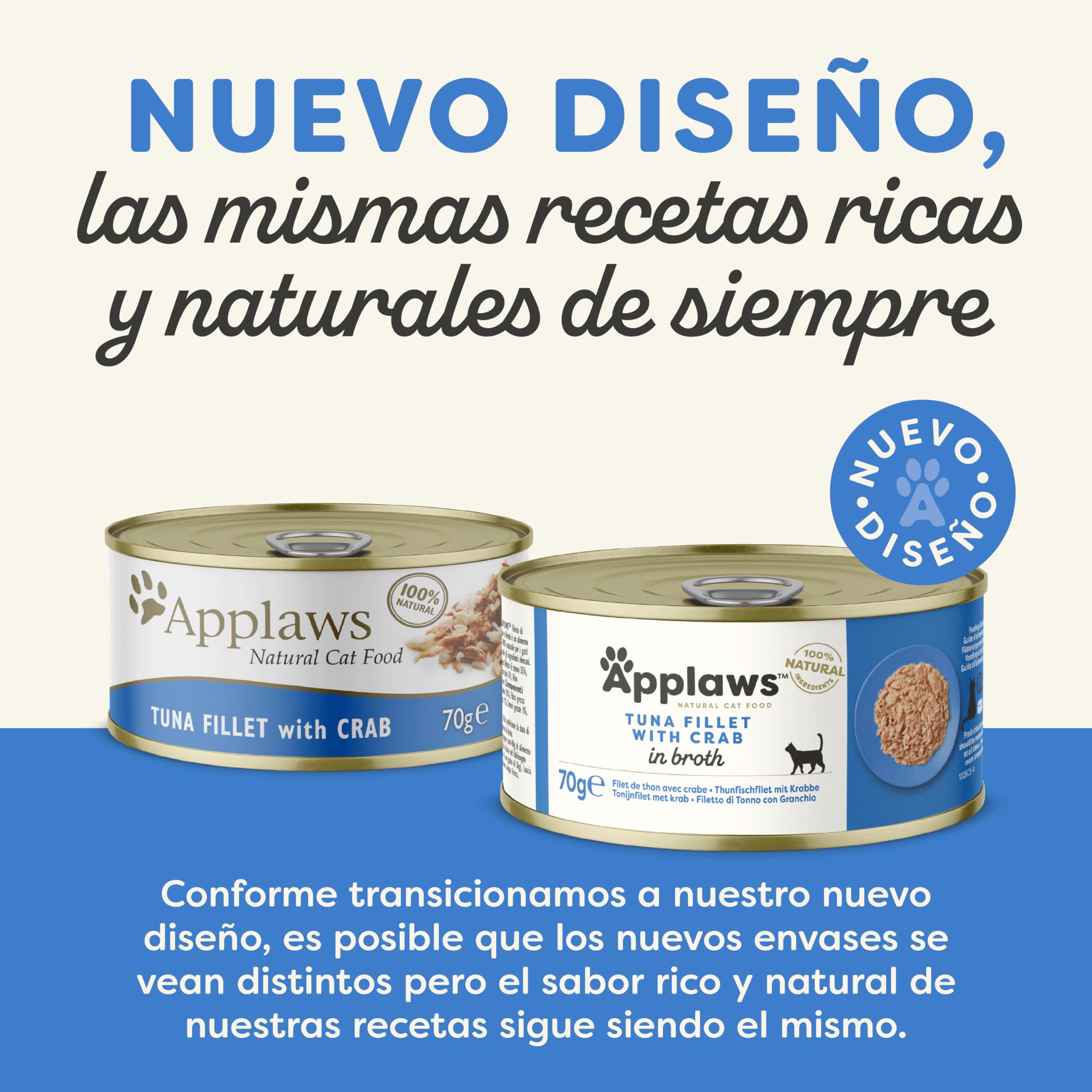 Applaws Comida Húmeda Para Gatos - Filete De Atún Y Queso, 24 Latas De 70 G