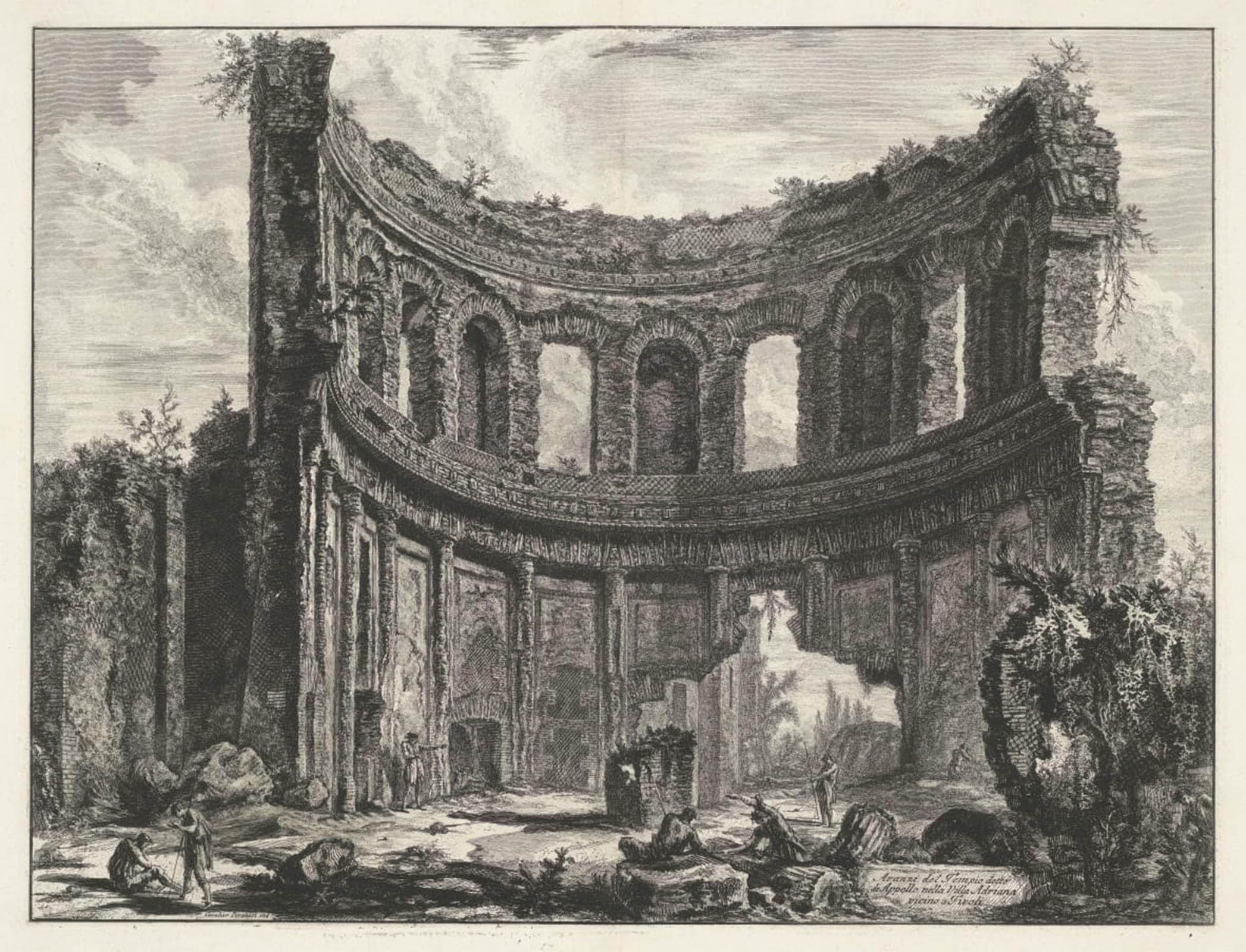 ARTXLXXBN Famous Painting Art Wall Decor Abstract Art Picture Leftovers of the Temple Known As the Appollo in Hadrian's Villa Near Tivoli by Battista Piranesi Animal Pictures for Home Decor 60x90cm