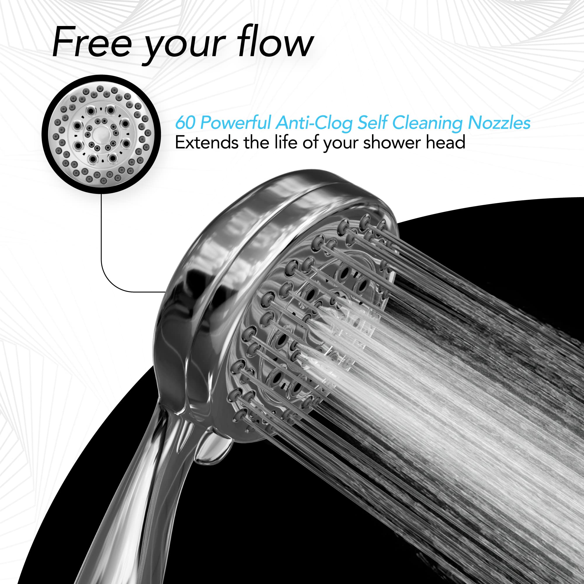 Matström Handheld Shower Head with Hose, Detachable Shower Head, 4
