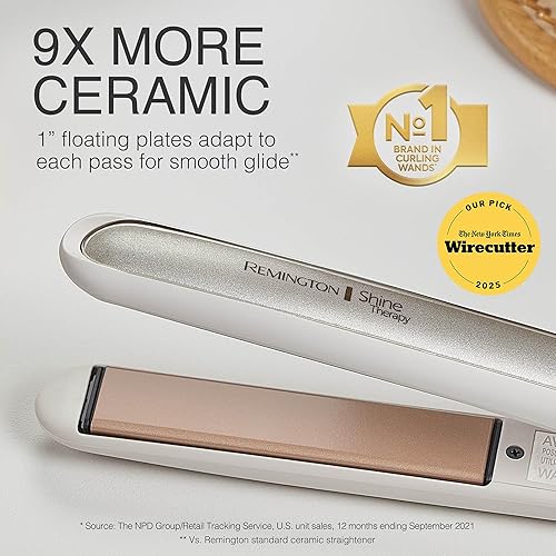 Vista 7 de Remington Shine Therapy - Plancha alisadora de pelo de 1 pulgada, plancha plana infundida con aceite de argán y queratina, plancha plana profesional