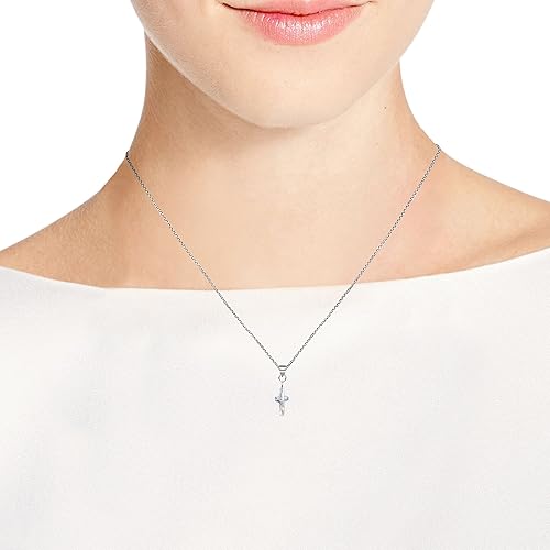 Miniatura 5 de AeraVida Collar con colgante de cruz de fe de cristal transparente de plata de ley 925, Cristal