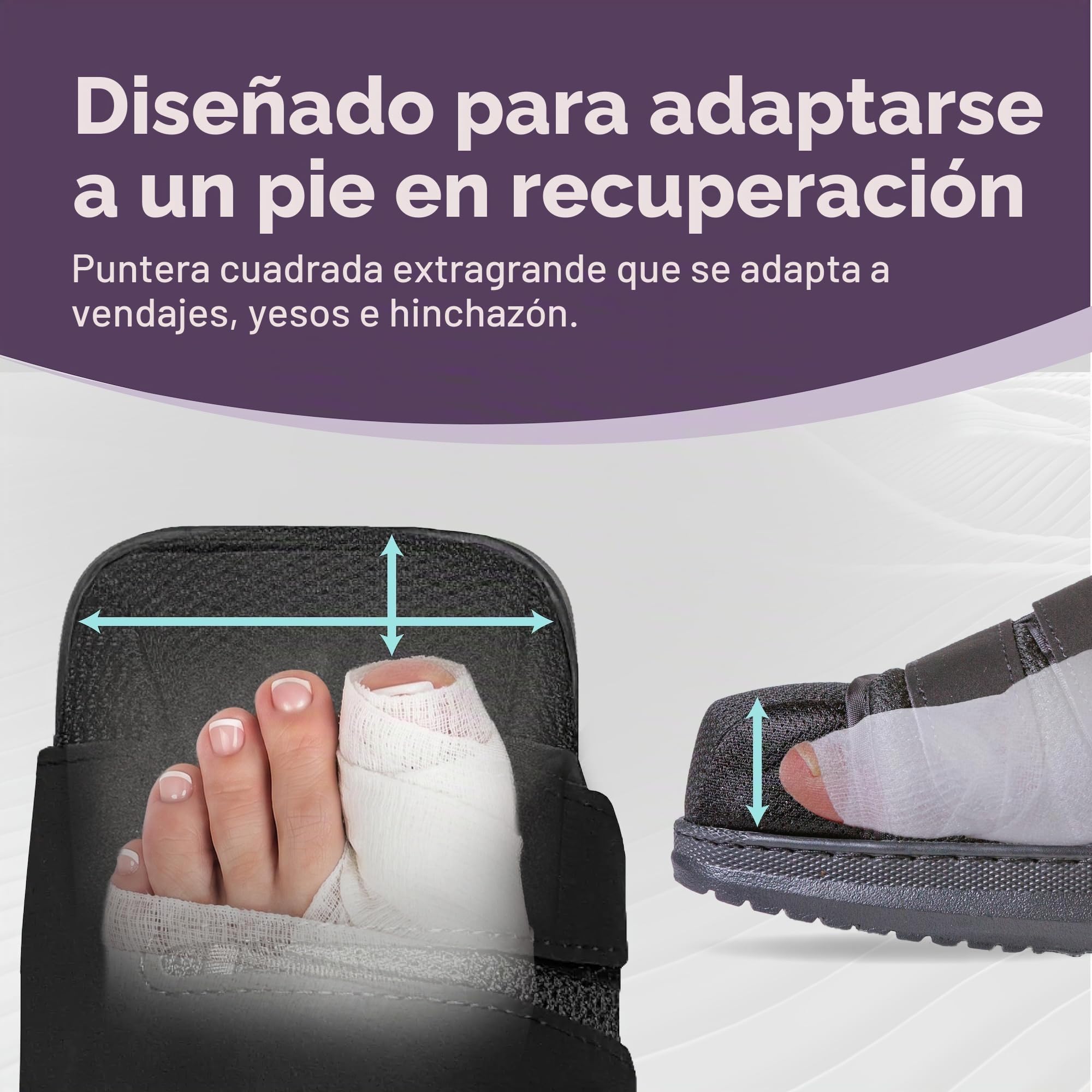 BraceAbility Zapato médico para caminar con puntera cerrada - Bota ligera de protección quirúrgica para el pie con correas ajustables y abrazadera para cirugía de juanete o dedo en martillo (S)