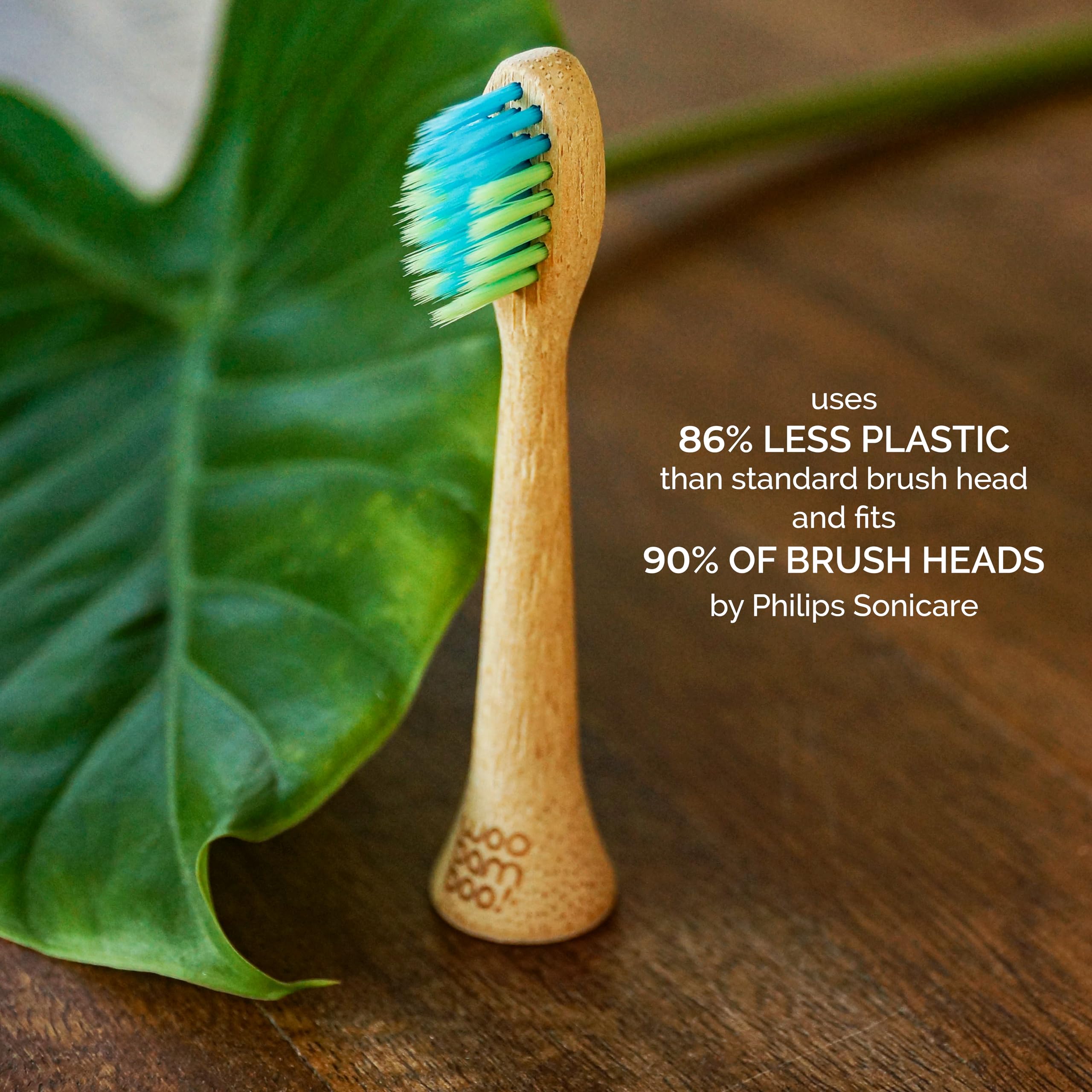 WooBamboo! Reemplazo de cabeza de cepillo de dientes eléctrico de bambú, ecológico, biodegradable, vegano