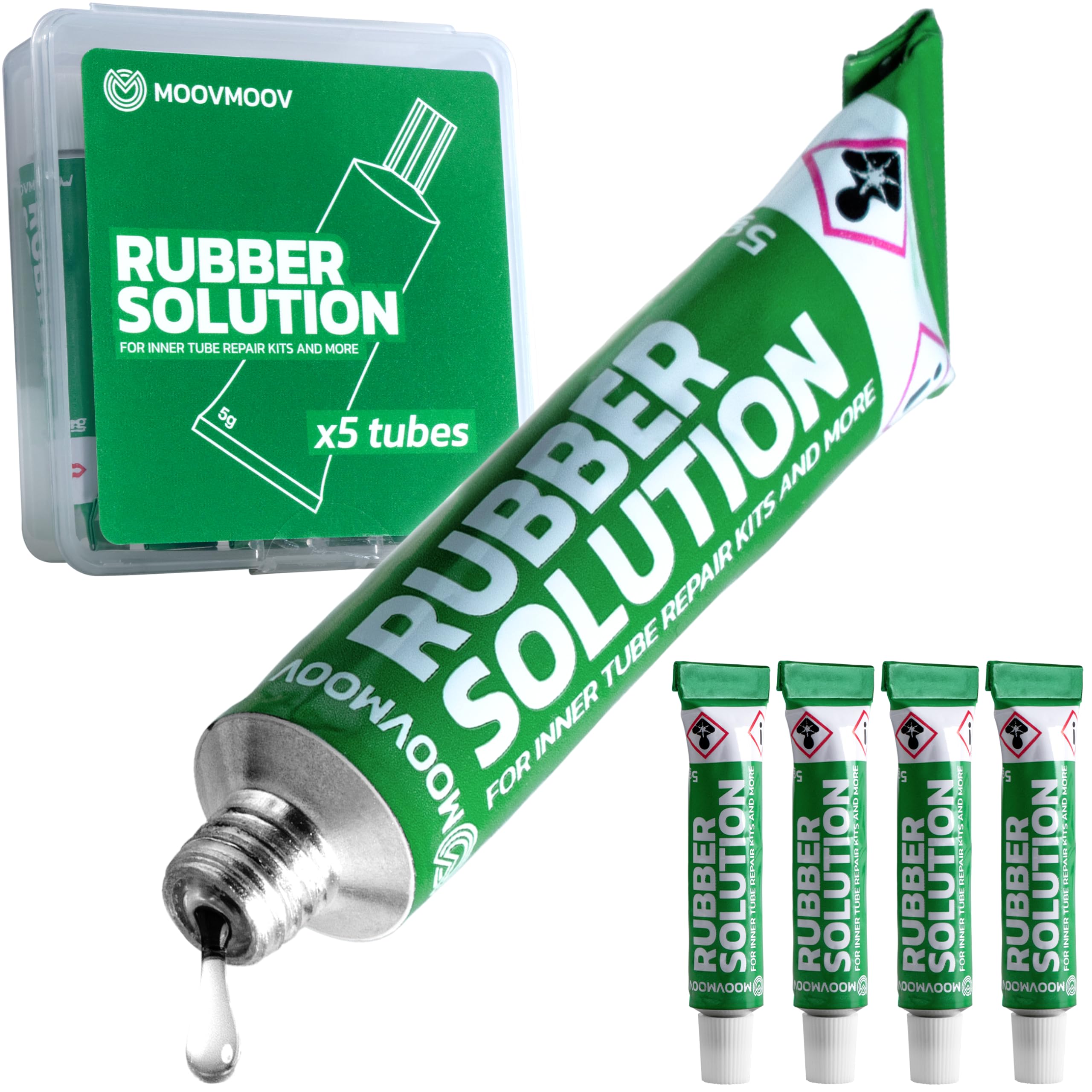 Colla per Toppe Camere d'Aria (x5) - Adesione Rapida e Duratura - 5g Vulcanizzante - Per Riparazione di Camere d'Aria di Biciclette, Auto, Tagliaerba - MOOVMOOV