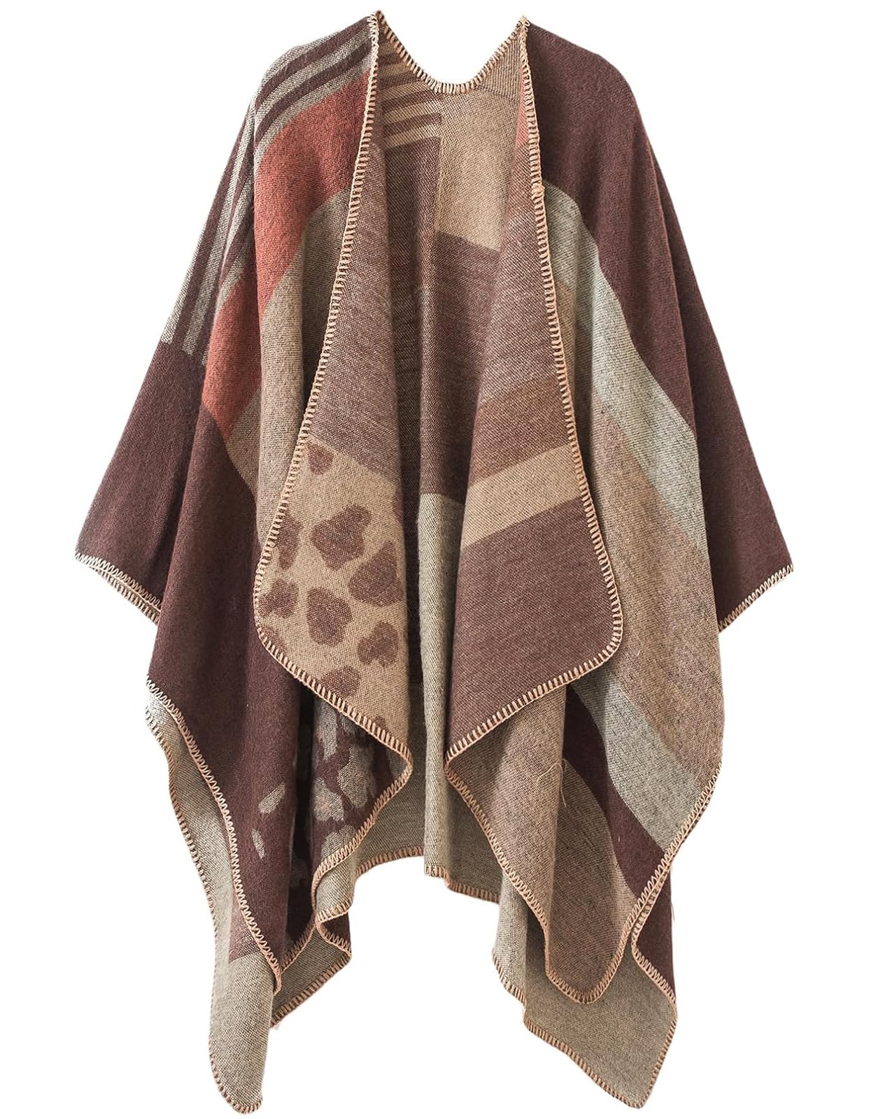 Women's Shawl Wraps Open Front Poncho Cape Oversized Sweaters Casual Cardigan Shawls for Fall Winter