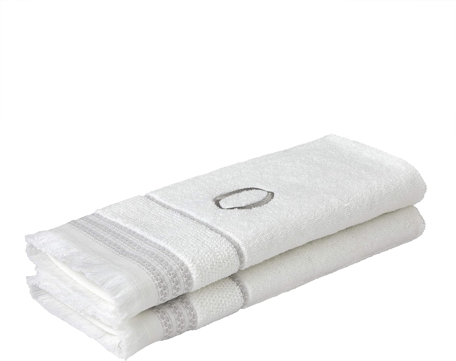 SKL Home Casual Monogram Hand Towel Set, O, 16x26, White 2 Count