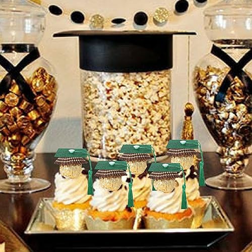 Miniatura 333 de Paquete de 24 adornos dorados para cupcakes de graduación 2025 con purpurina So Proud of You Done Diploma Graduation Cap Cupcake Picks Class of 2025