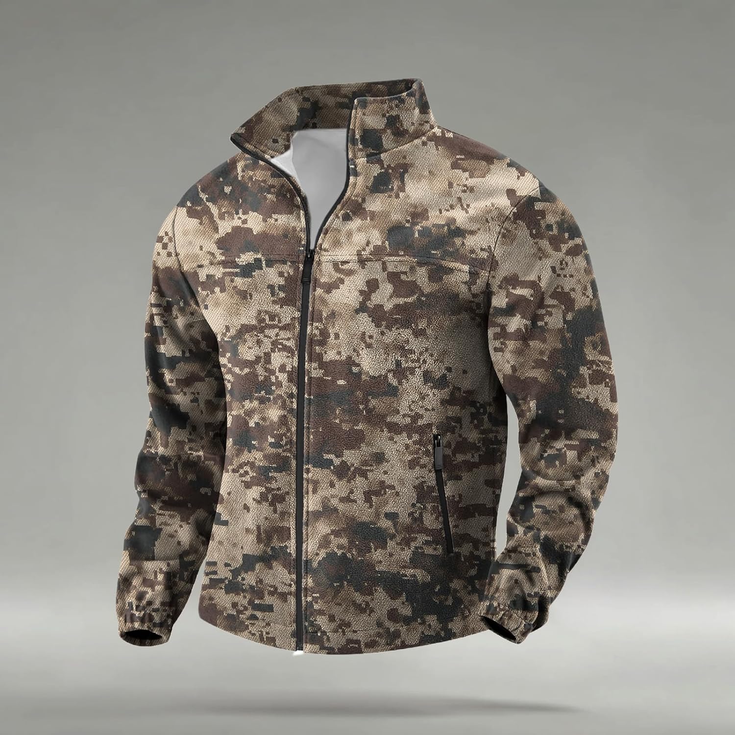 Mens Jackets Trendy Casual Graphic Print Zipper Fleece Warm Outerwear Winter Long Sleeve Outdoor Layering Clothes