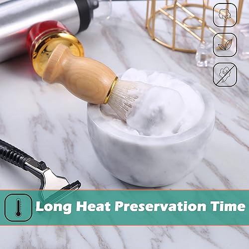 Miniatura 3 de Tazón de afeitar de mármol para jabón y crema de afeitar, taza de jabón de afeitar que mantiene el calor mejor, taza de afeitar de espuma rica para