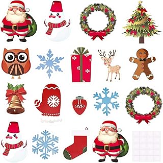 60 Pieces Christmas Cut-Outs Assorted Xmas Cut-Outs Snowflake Santa Stockings Print Cut-Outs with Glue Point Dots for Wint...