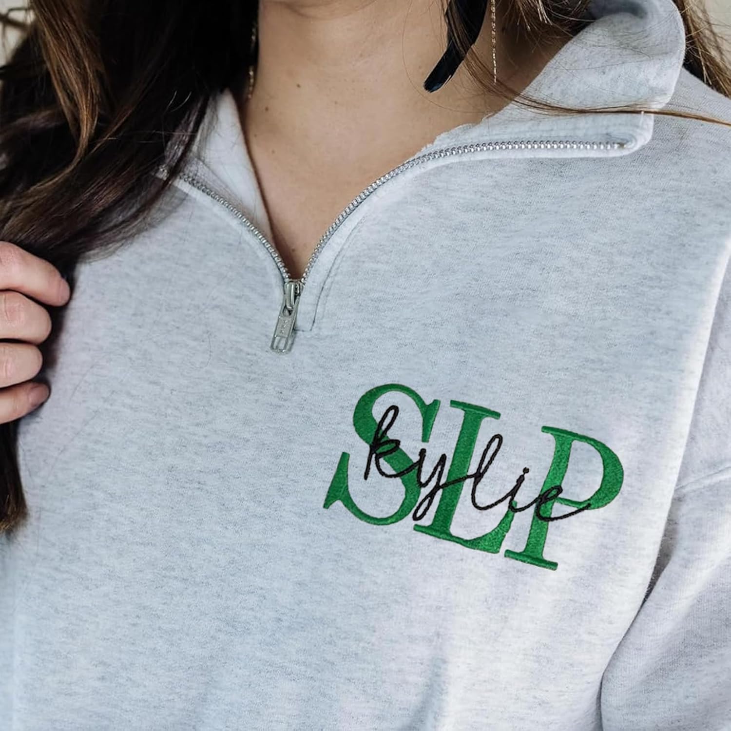 GODMERCH Personalized Nurse Quarter Zip Sweatshirt, Custom Embroidered Nurse Sweatshirt, Nurses Gifts - Image 2