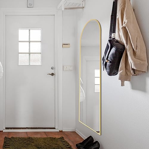 Miniatura 6 de Delma Espejo de pie de longitud completa, espejo de cuerpo completo, espejo de suelo grande con marco arqueado para pared, entrada, puerta,