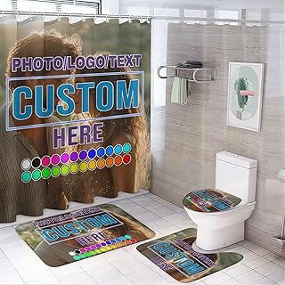 Personalized Custom 4 Piece Bathroom Sets Custom Photo Shower Curtains w...
