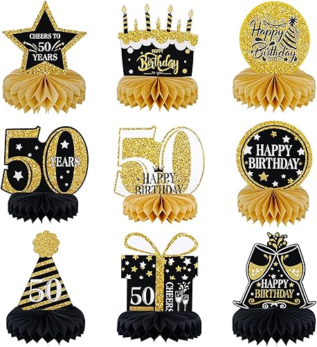 Decoraciones de cumpleaños número 50, centro de mesa de panal, suministros de decoración de fiesta de 50 años, decoraciones de panal para hombres y