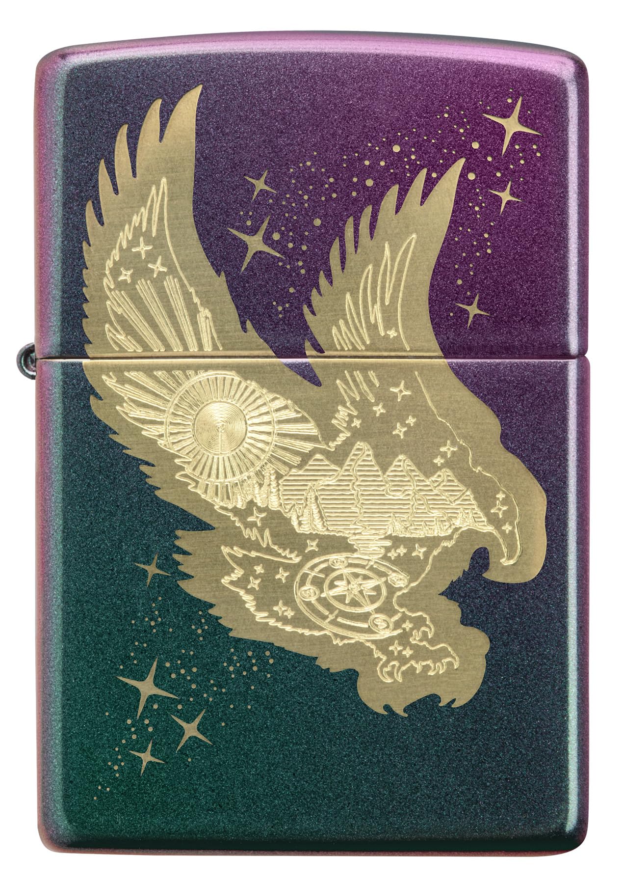 Zippo Zapalniczka Sztormowa, Model Eagle, Fioletowe Opalizujące Wykończenie, Grawer Laserowy, do Napełniania, Wielokrotnego Użytku, Odporna na Wiatr, Pudełko Prezentowe, Wyprodukowana w USA