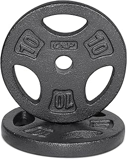 CAP Barbell Discos de peso estándar de 1 pulgada con agarre de 10 libras, color negro, paquete (x2)