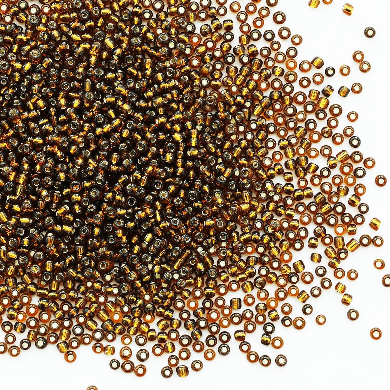 Bulk 3mm Seed Beads for Jewelry Making 200 Grams About6500pcs,8/0 Glass Craft Beads for Making Earrings, Bracelets, Pendants, Waist Jewelry, DIY Handmade Seed Beads(Brown Silver Core) — image 1
