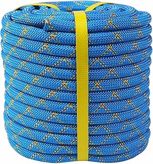 Double Braid Polyester Arborist Rigging Rope -1/2 inch x 100 feet - High Strength Bull Rope for Swing, Tree Work, Sailing, Towing, Blue/Red/Yellow
