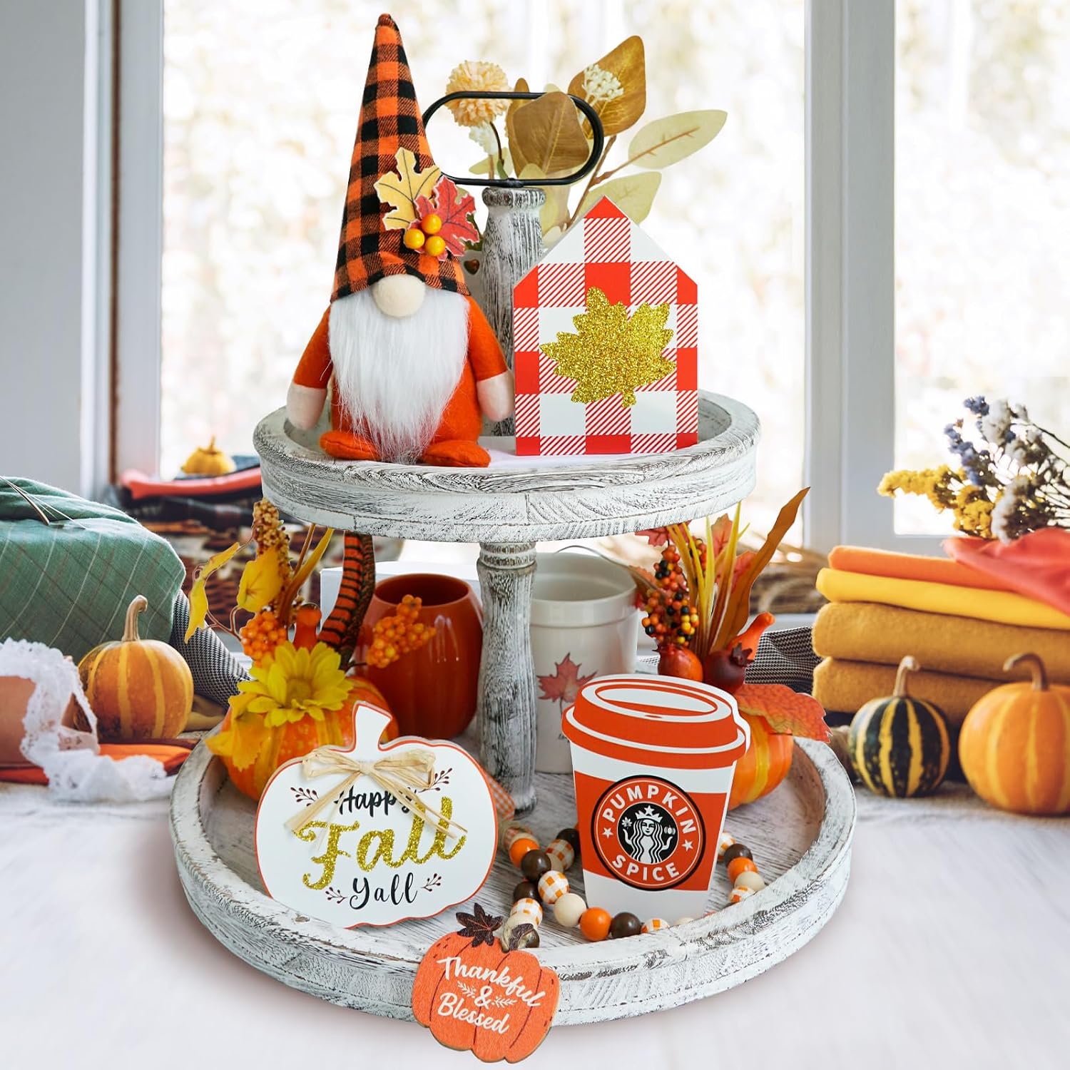 October Items Amazon.com: Fall Decorations for Home - Fall Tiered Tray Decor set ...