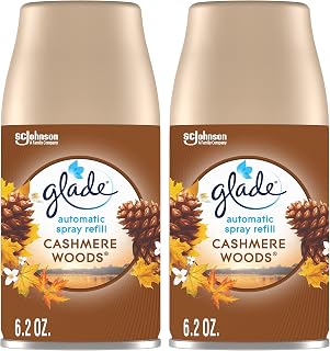 Glade Automatic Spray Refill, Air Freshener for Home and Bathroom, Cashmere Woods, 6.2 Oz, 2 Count
