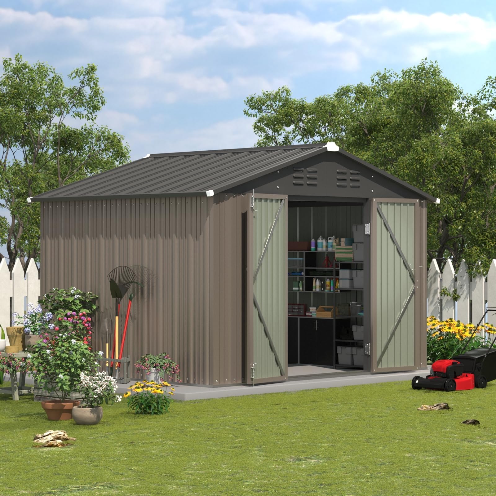 Amazon.com : GS CHIER 8’x10’ Outdoor Storage Shed, Outdoor Metal ...