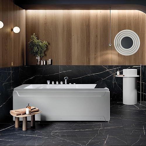 Miniatura 4 de Empava Bañera de hidromasaje de 1125 W, bañera de hidromasaje y cromoterapia, certificado ETL, delantal de 3 lados, acrílico, 110 galones, drenaje