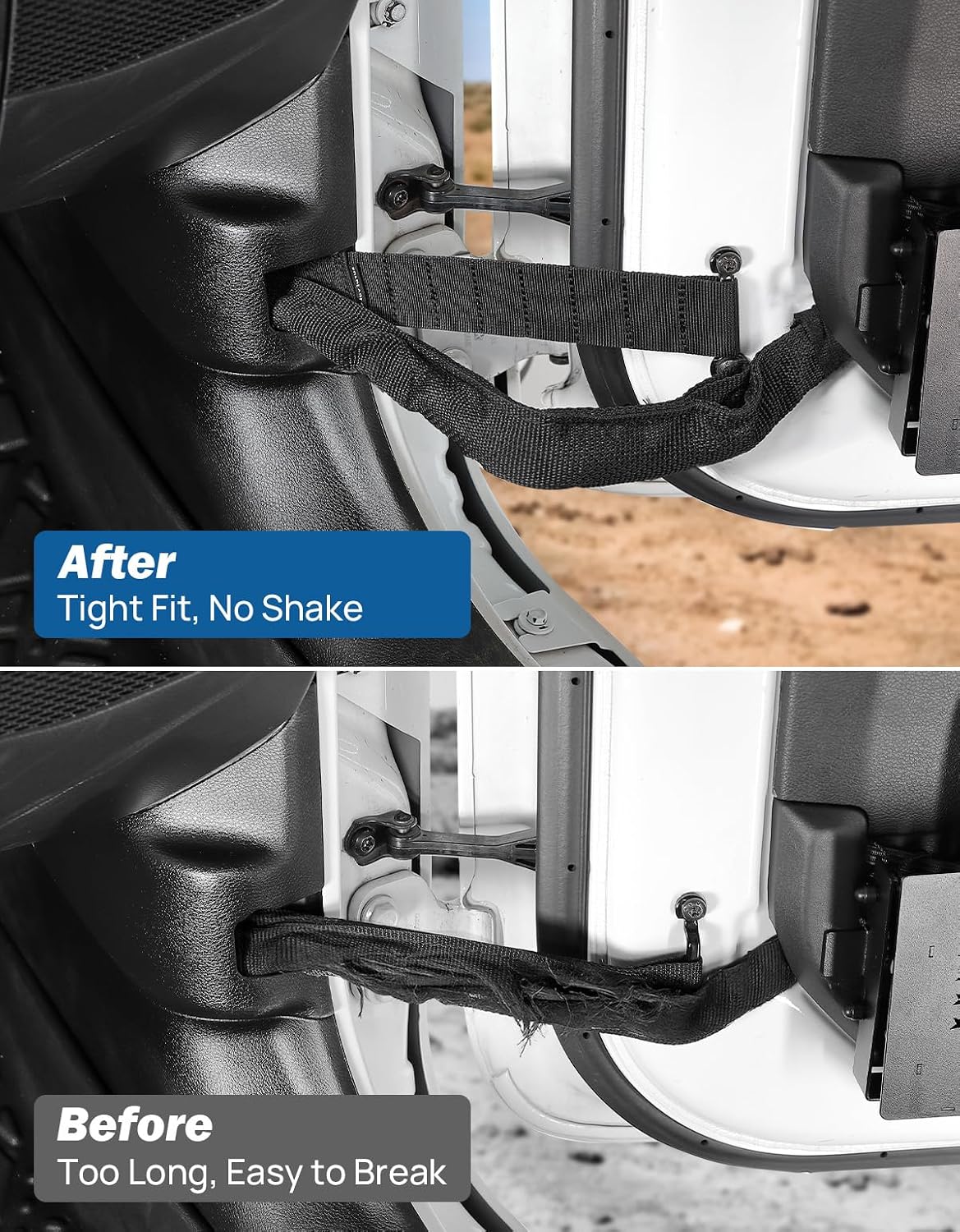JOYTUTUS Door Limiting Straps Compatible with Wrangler, 2 Pack Updated Heavy Duty Strong Adjustable Door Limiting Check Strap for Wrangler CJ YJ TJ JK JKU JL JLU 1996 to 2026 Load 1000 Lb