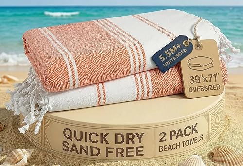 Miniatura 48 de LANE LINEN Paquete de 6 toallas de playa prelavadas de gran tamaño, elegantes toallas de secado rápido para piscina y viaje para adultos, 39 x 71