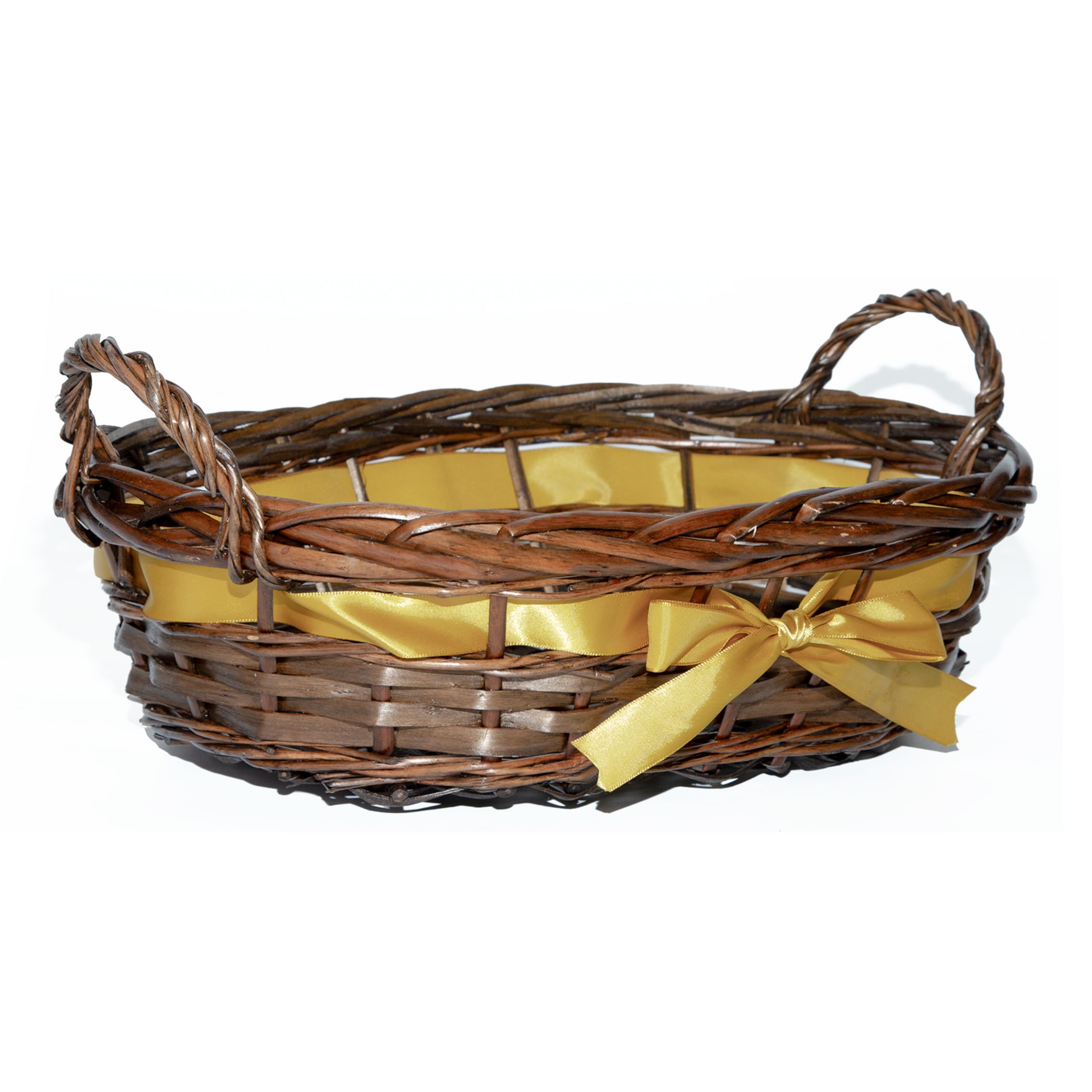 Wickerfield Wicker Basket with Handles and Bowknot Home Collection Storage Basket Display Decoration Gift Shelf Hamper (Brown)