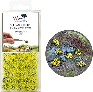 War World Scenics Self Adhesive Static Grass Tufts x 100 – Daffodil, 4mm – Model Railway Wargame Scenery Railroad Modelling Diorama Miniature Hobby Tabletop