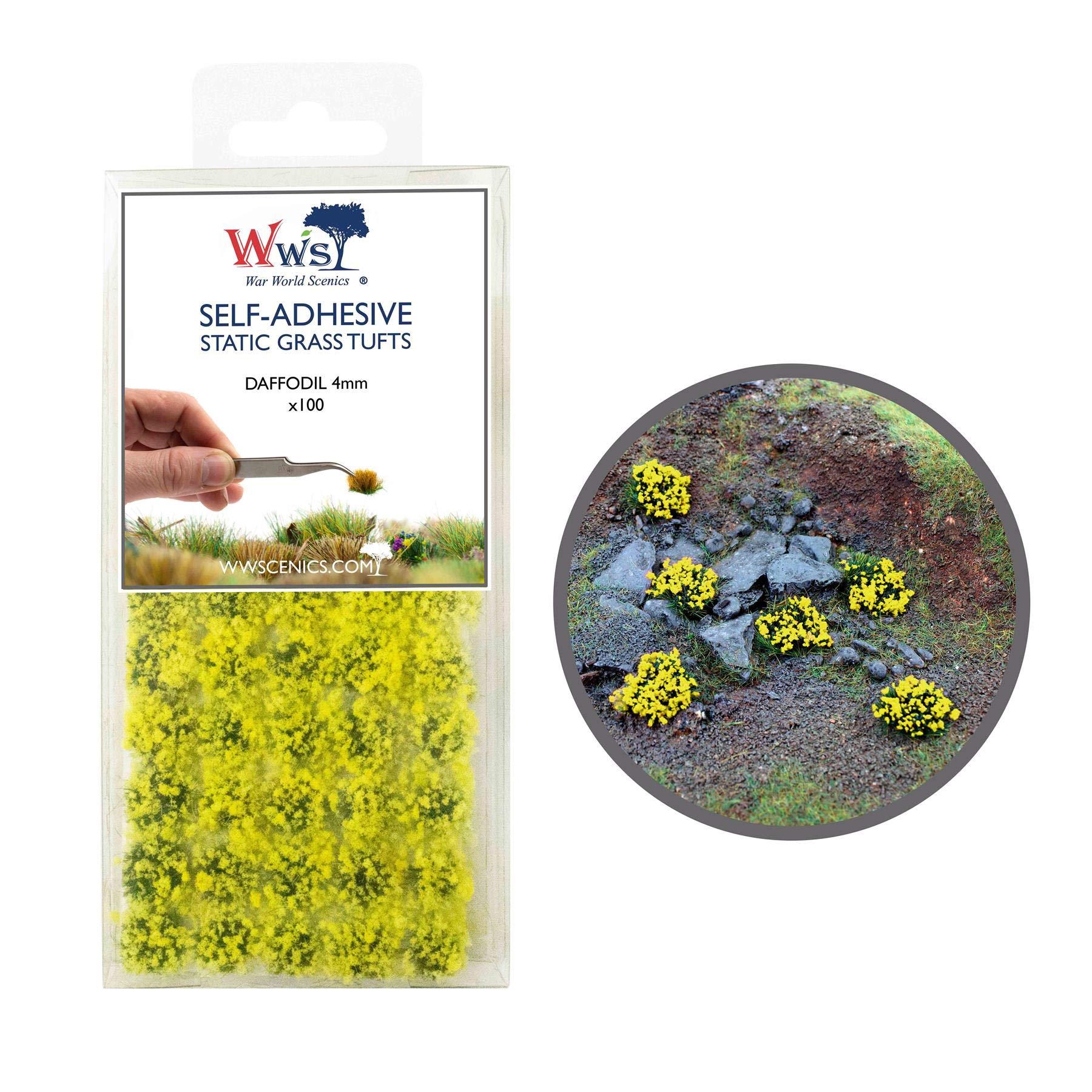 War World Scenics Strisce Di Erba Statica Autoadesive X10 - Giallo Narciso 10mm Per Diorami E Modellismo - 2