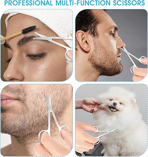 Miniatura 7 de WY LIGHTING LEVEL Tijeras para el cabello, 1 pieza, recortadora de nariz, cuidado de cejas, bigote, cortadora de barba, recorte, mini pinzas