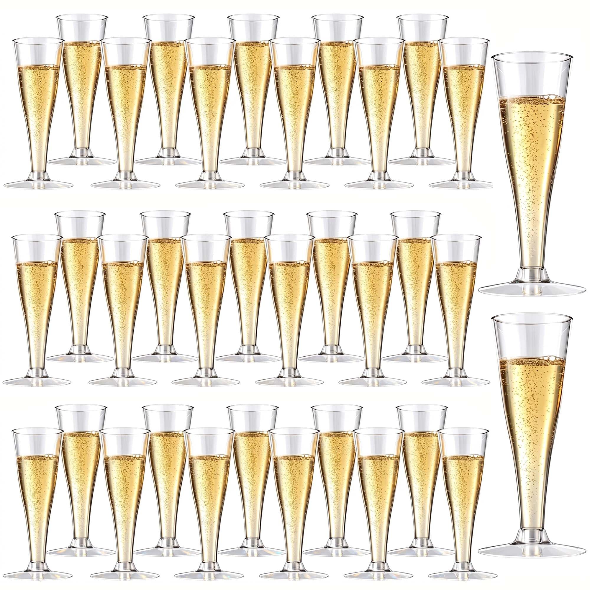 Lazyshine Plastic Champagne Flutes Disposable Wine Glasses, 40 Pack 4.5Oz Clear Cocktail Mimosa Cups for New Year Eve Party Supplies Wedding Engagement Decor, Copas De Plastico Para Brindis