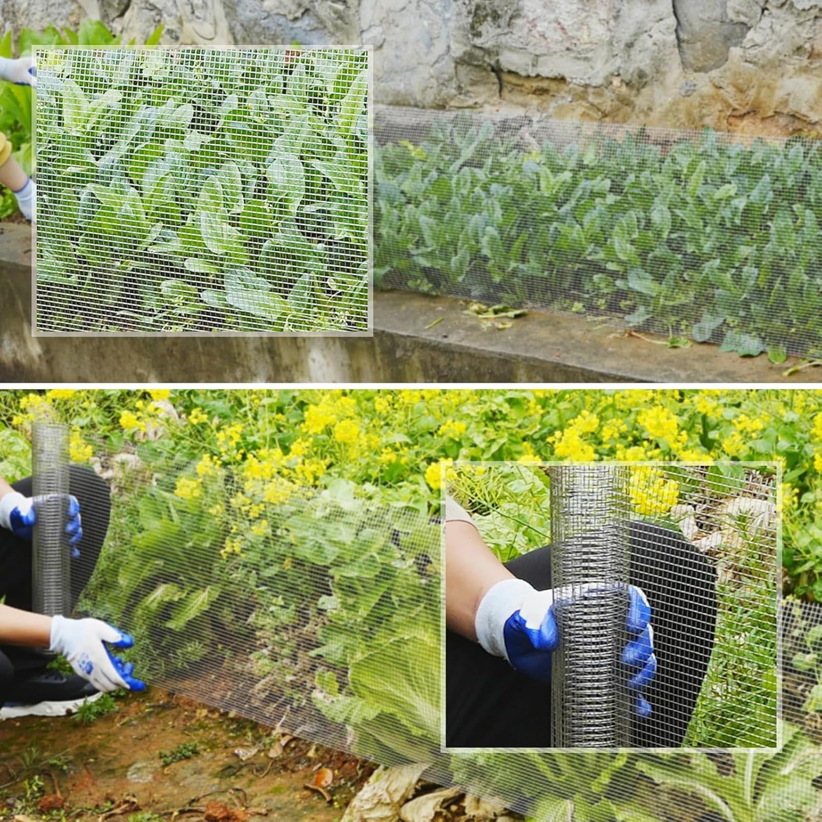 Malla de alambre de acero inoxidable para jardín, 4 x 5 m / 13.1x16.4ft, protección contra caídas, agujeros de 10/8/5 cm, perfecta para recinto de aves de corral y seguridad en el jardín.