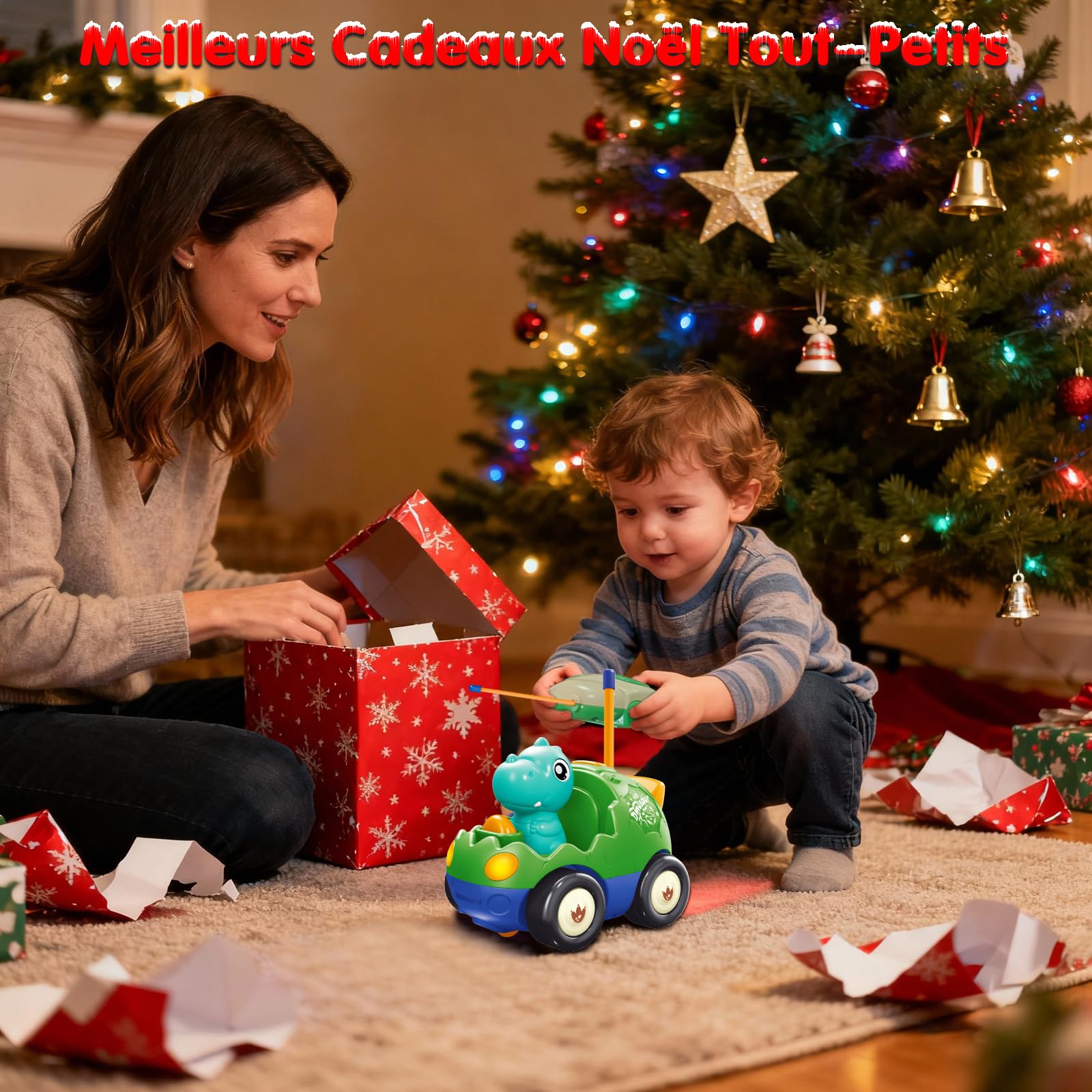 Pup Go Voiture de Dinosaure RC Cartoon pour Tout-Petits avec Musique, Lumières et 2 Poupées, Première Voiture Télécommandée pour Garçons et Filles, 18 Mois+, Cadeau Parfait pour Anniversaire ou Noël