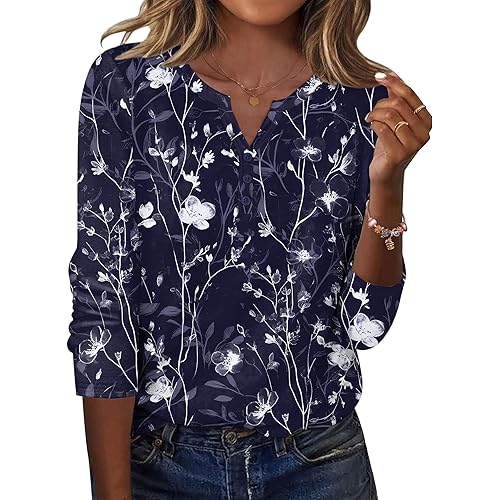 Zeagoo Long Sleeve Shirts for Women Casual V Neck Fall Tops Dressy Summer Work Blouses Clothes
