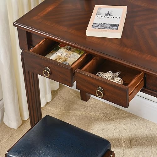 Miniatura 6 de Escritorio pequeño para computadora con 2 cajones de almacenamiento, escritorios de oficina en casa de 31.5 pulgadas, elegantes escritorios de