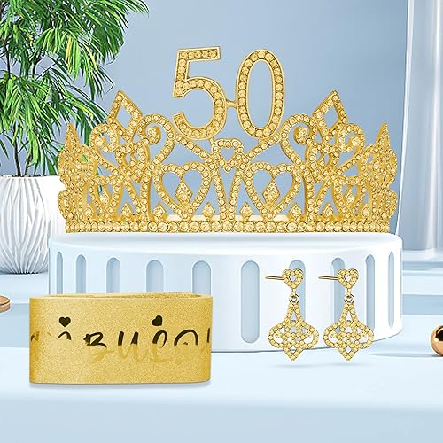 Miniatura 9 de Tiara de cumpleaños número 50 para mujer, banda y corona de cumpleaños número 50, corona de cumpleaños número 50 para mujer, banda de 50 cumpleaños
