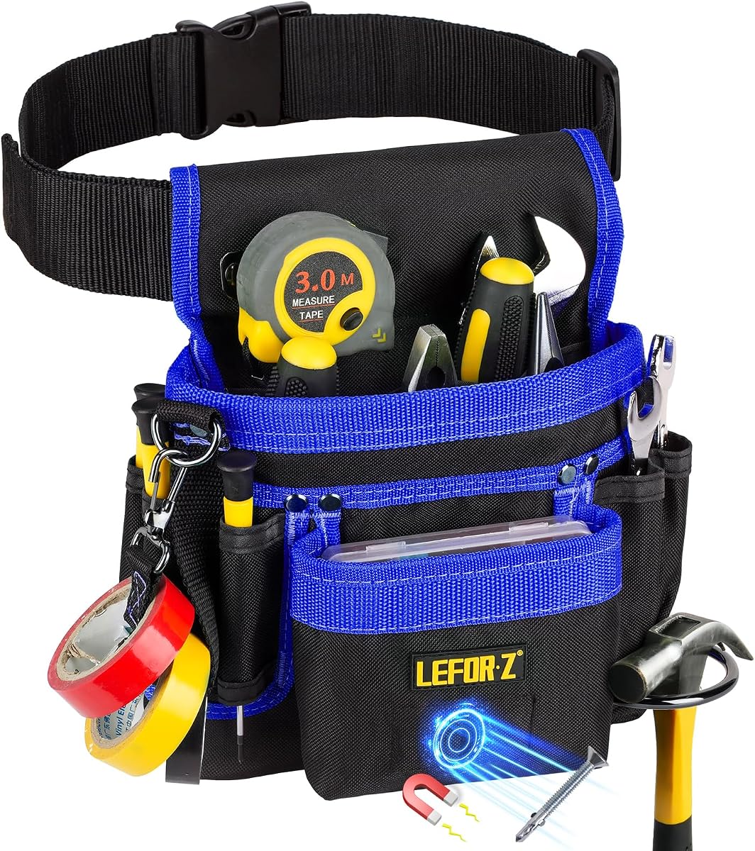 LEFOR·Z Tool Belt,14-Pockets Tool Belts for Men with Magnetic Tool Pouch | Detachable Adjustable Toolbelt,Heavy Duty Utility Belt for Electrician,Carpenter,Construction,Work Belt,Dad Gift for Men,Blue