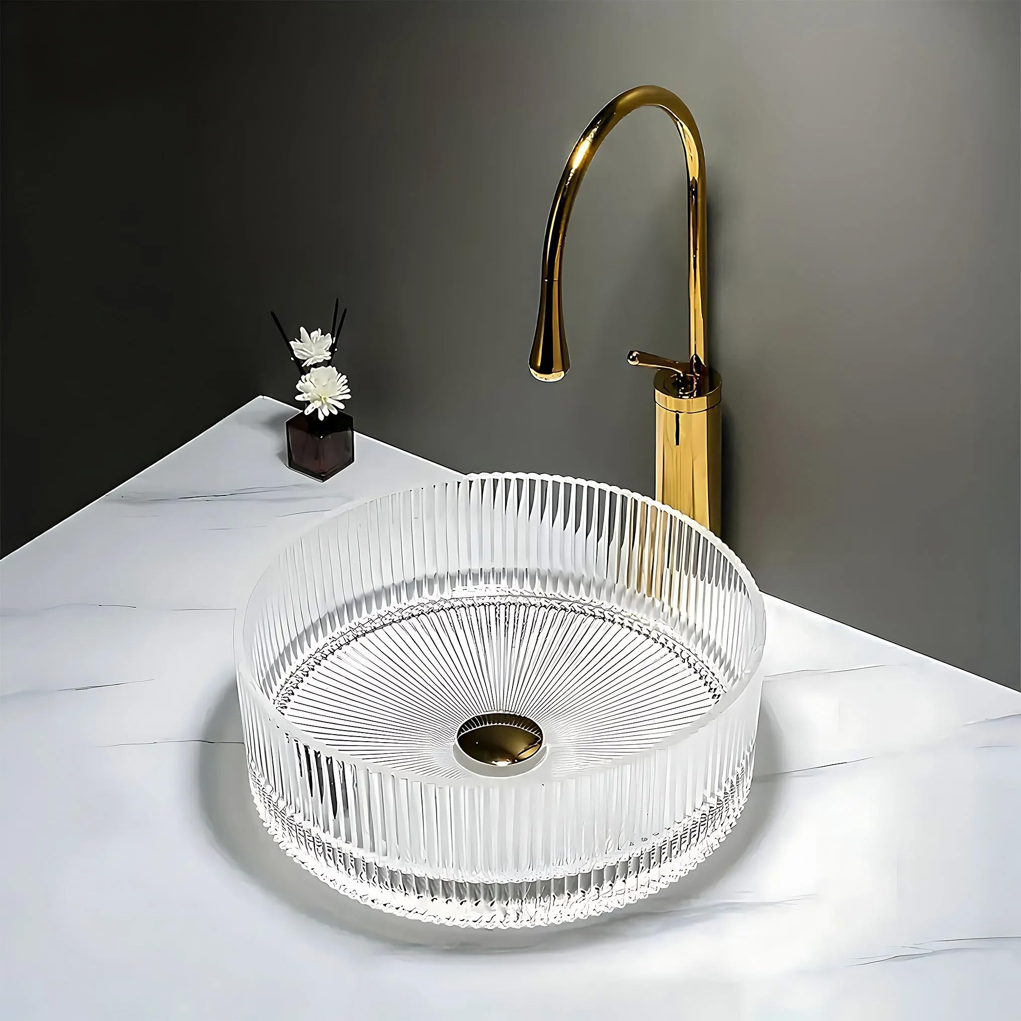 Lavabo Sobre Encimera Rea Ingrid 36 Transparent 36X36X12Cm