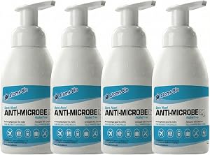atoms-Bio Alcohol-Free Foaming Hand Sanitizer 550 mL (Pack of 4) – Hypoallergenic & Fragrance-Free– Foaming Pump Bottles – Safe for Kids & Sensitive Skin, Made in Canada, Health Canada approved (DIN 02502178)